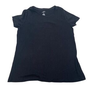 St Johns Bay Womens Black T Shirt Short Sleeve Crew Neck Cotton Size M